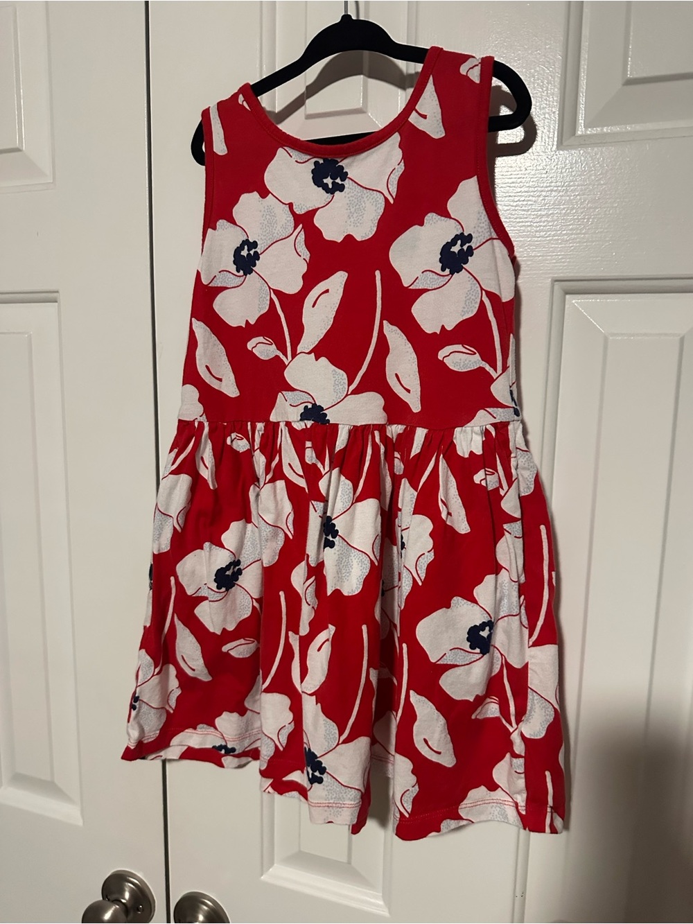 Girls' Red Floral Sleeveless Summer Dress
